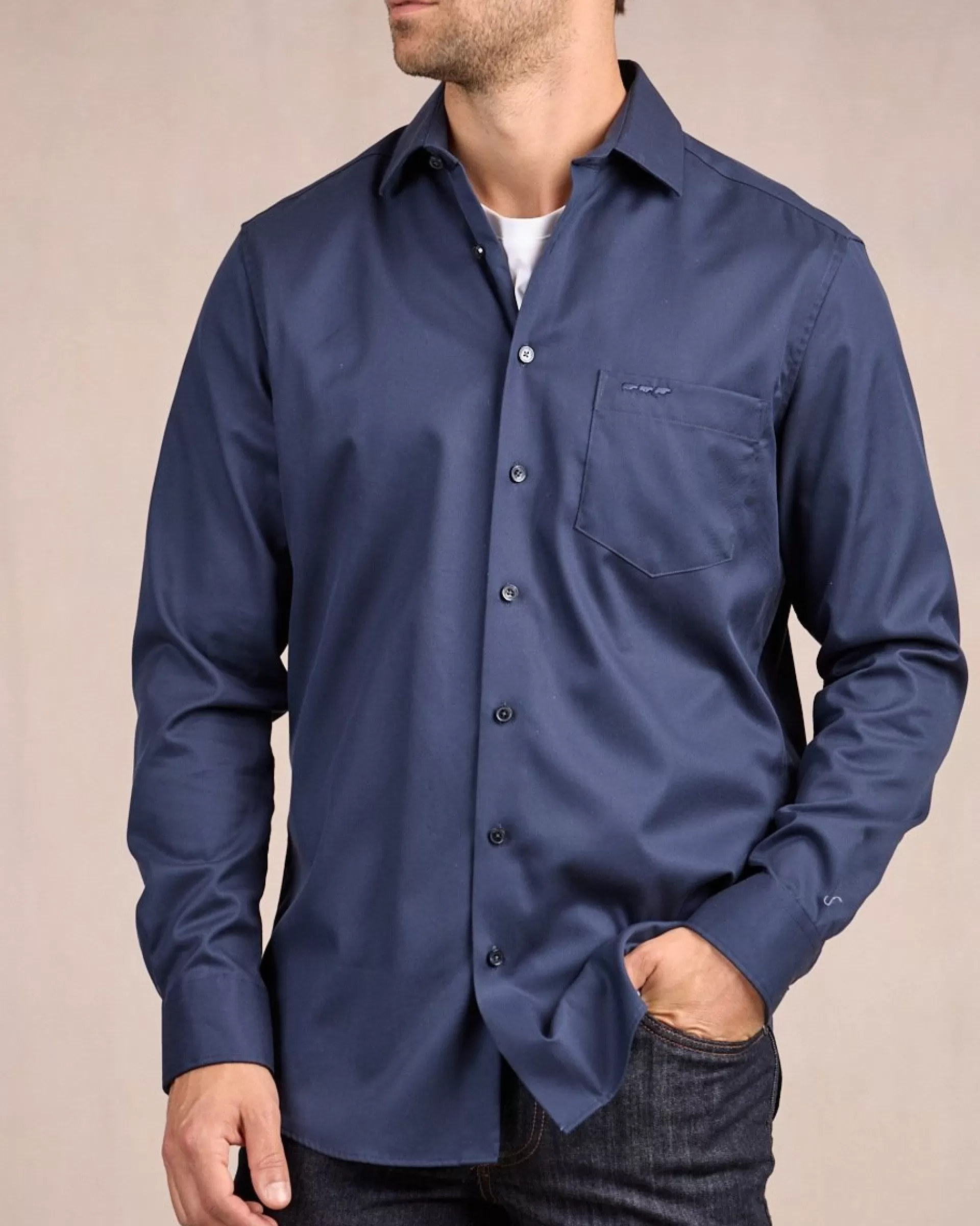 chemise_unie_bleu_marine_5-1.webp Discount Chemise unie bleu marine Homme Chemise