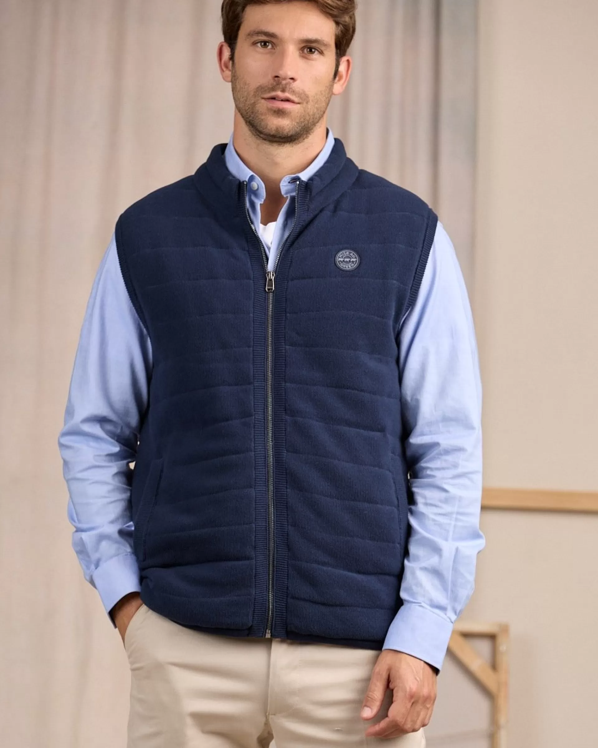 Discount Doudoune en maille bleu marine Homme Doudoune