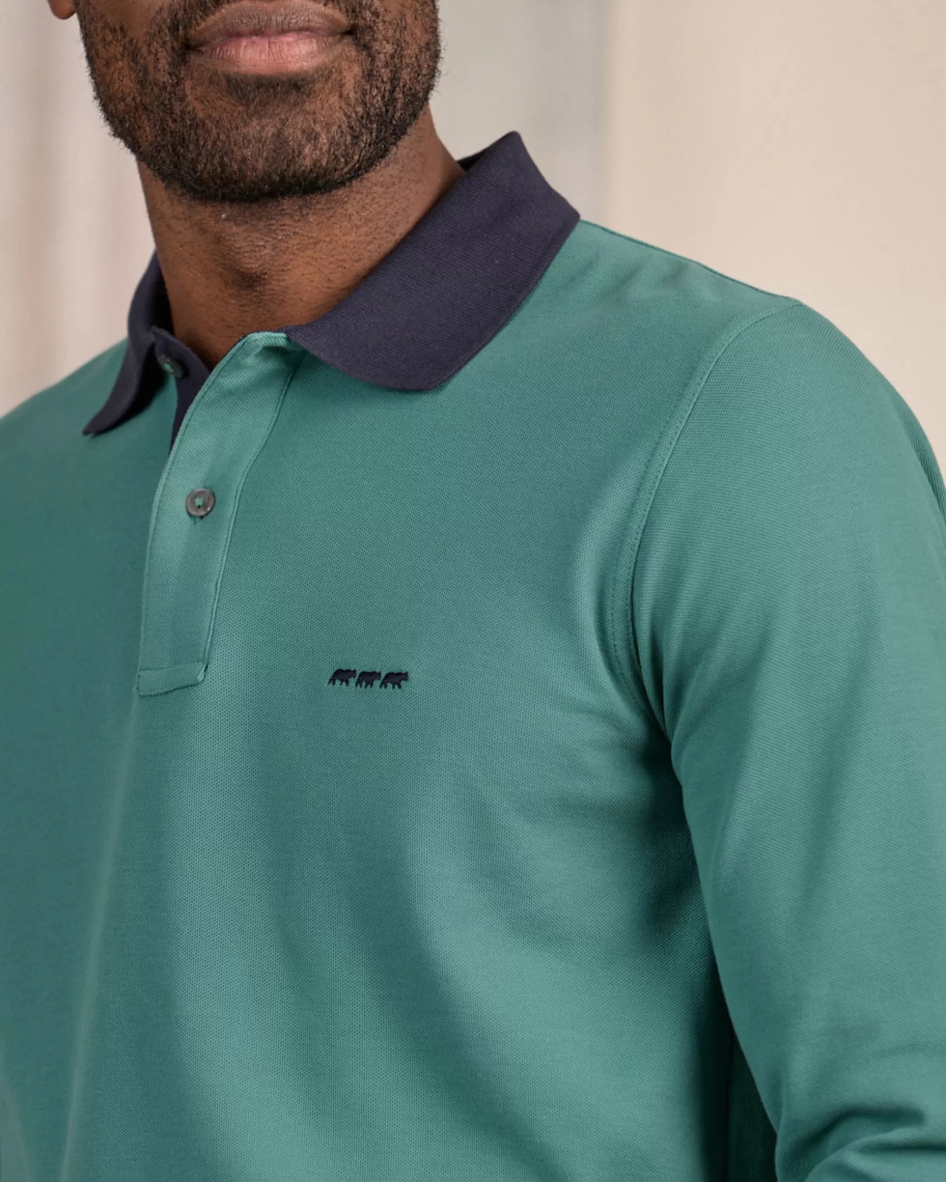 Store Polo au col contrastant vert colvert Homme Polo