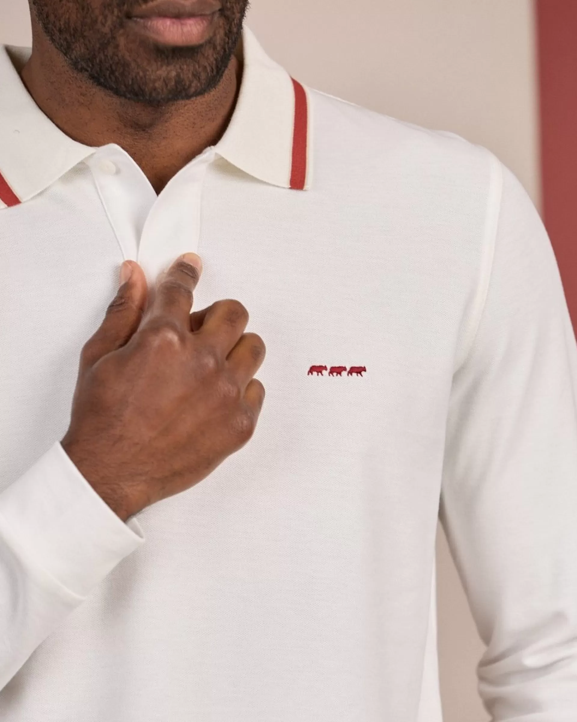 Sale Polo détail col ecru chiné Homme Polo