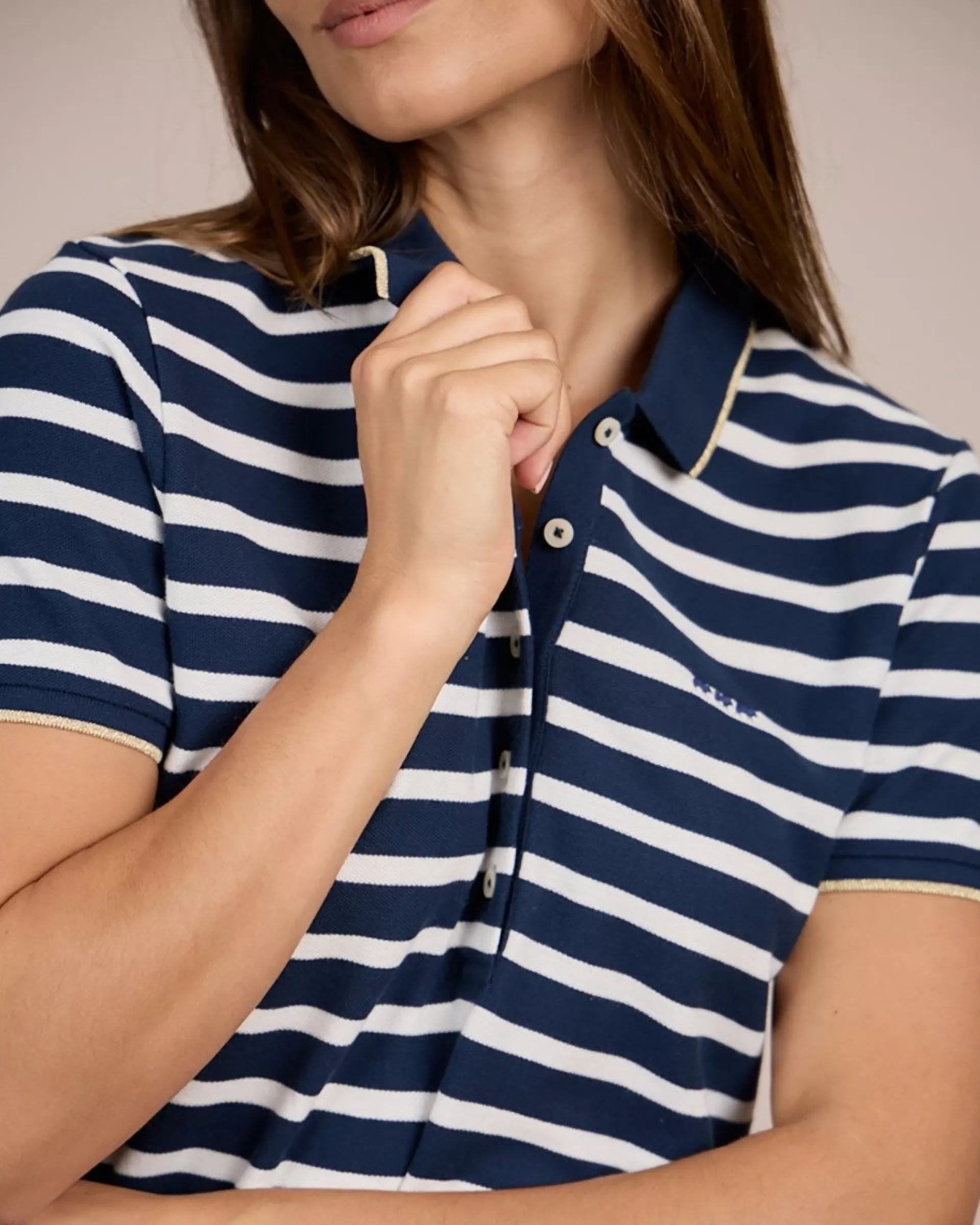 Sale Polo marinière rayures marine Femme Polo