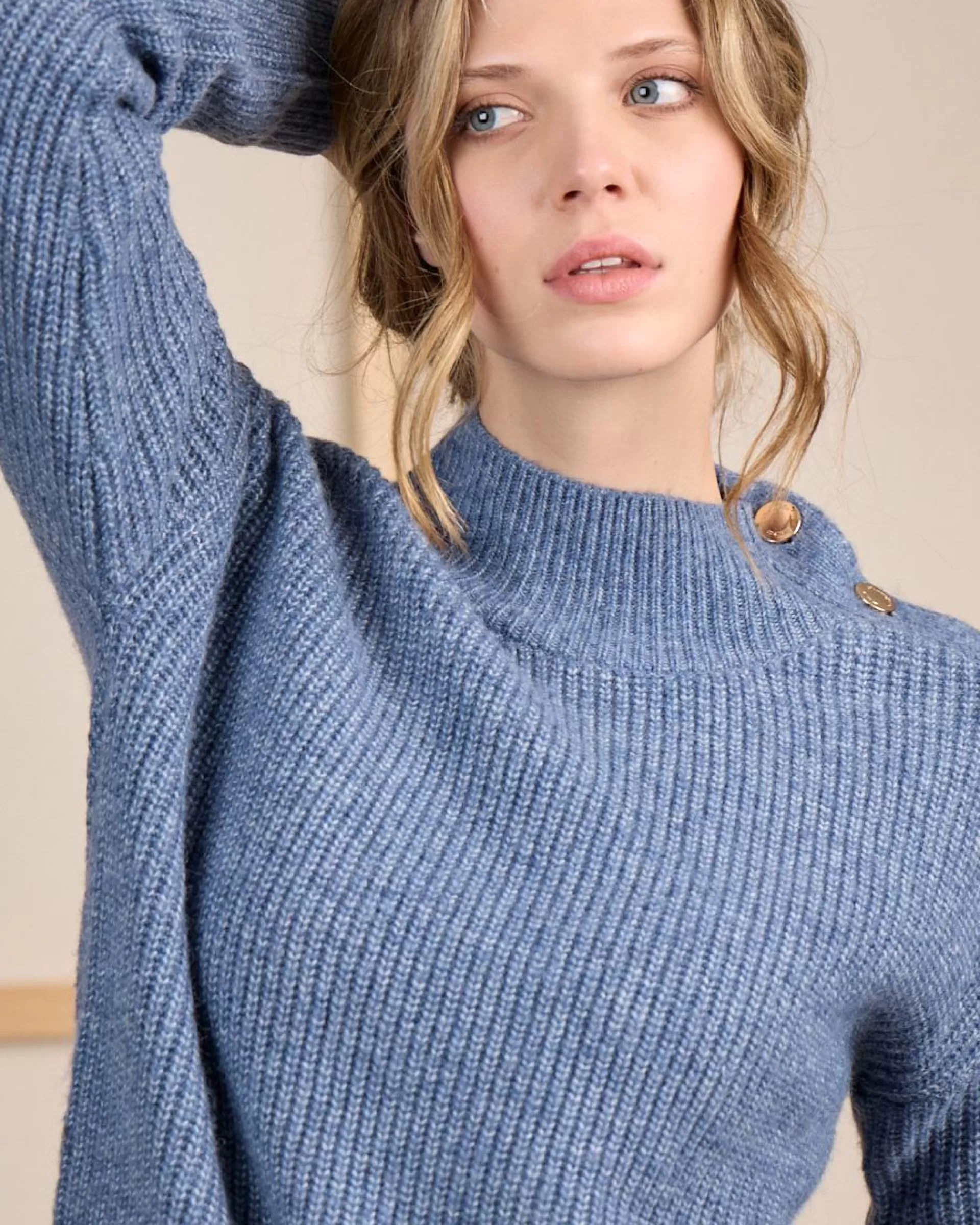Best Sale Pull col cheminée bleu ciel Femme Pull & Cardigan